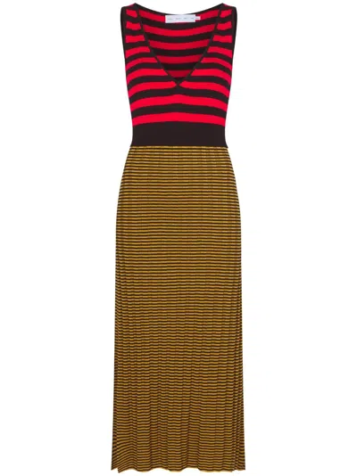 Proenza Schouler White Label Stripe-pattern Sleeveless Dress In Brown