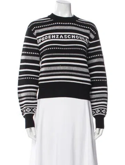 Pre-owned Proenza Schouler White Label Striped Crew Neck Sweater In Black