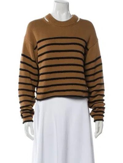 Pre-owned Proenza Schouler White Label Striped Crew Neck Sweater In Brown