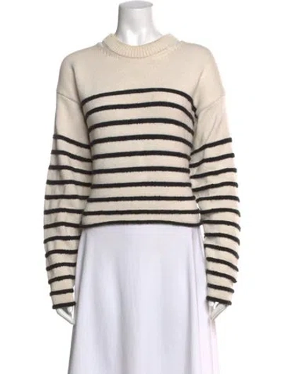 Pre-owned Proenza Schouler White Label Striped Crew Neck Sweater In White