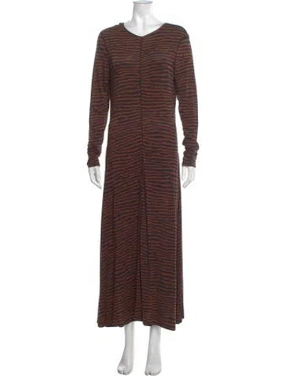 Pre-owned Proenza Schouler White Label Striped Long Dress In Brown