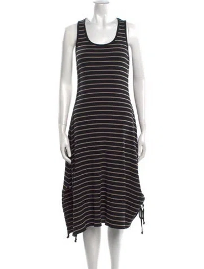 Pre-owned Proenza Schouler White Label Striped Midi Length Dress In Black