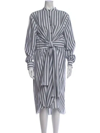 Pre-owned Proenza Schouler White Label Striped Midi Length Dress In White