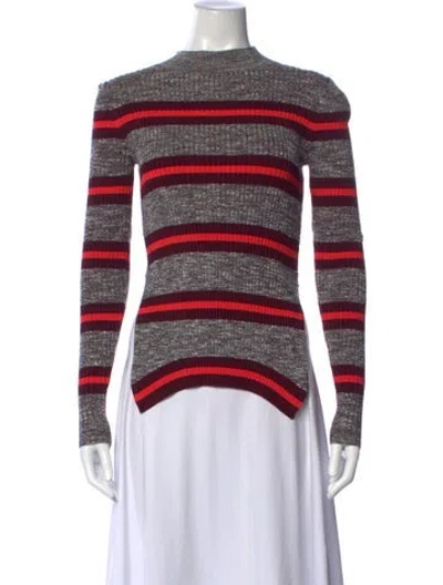 Pre-owned Proenza Schouler White Label Striped Mock Neck Sweater In Multicolor
