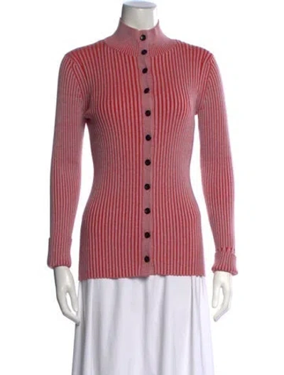 Pre-owned Proenza Schouler White Label Striped Open Front Sweater In Red