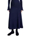 Proenza Schouler White Label Striped Rib Knit Maxi Skirt In Navy/black