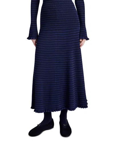 Proenza Schouler White Label Striped Rib Knit Maxi Skirt In Navy/black