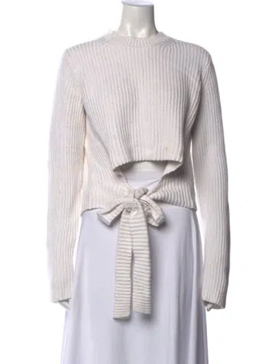 Pre-owned Proenza Schouler White Label Striped Tie Neck Sweater In Black