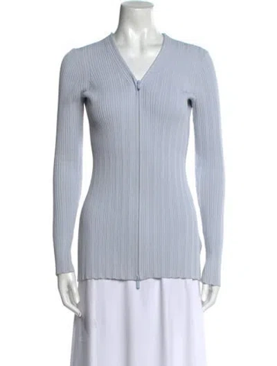 Pre-owned Proenza Schouler White Label Striped V-neck Top In Blue