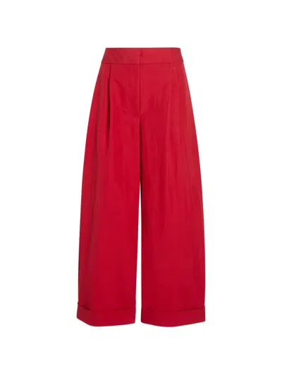 Proenza Schouler White Label Talla Cotton-blend Wide-leg Pants In Red