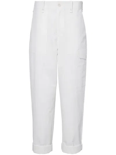 Proenza Schouler White Label Tapered-leg Cotton-linen Blend Trousers In White