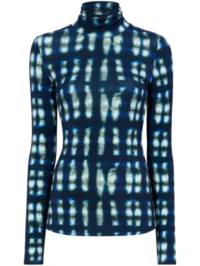 Proenza Schouler White Label Tie Dye-print High-neck T-shirt In Blue