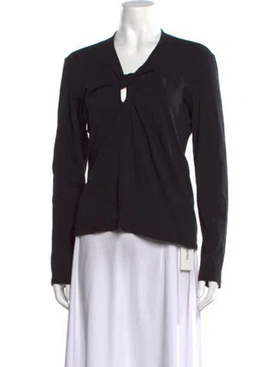 Pre-owned Proenza Schouler White Label Tie Neck Long Sleeve Top In Black