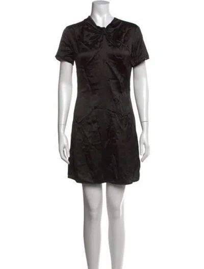 Pre-owned Proenza Schouler White Label Tie Neck Mini Dress In Black