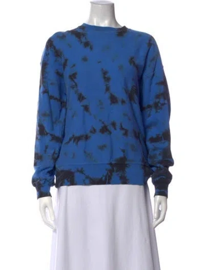 Pre-owned Proenza Schouler White Label Tie-dye Print Crew Neck Sweatshirt In Blue