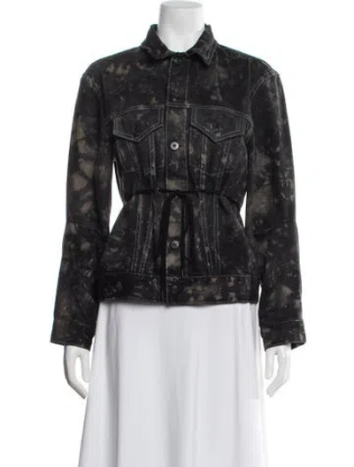Pre-owned Proenza Schouler White Label Tie-dye Print Denim Jacket In Black