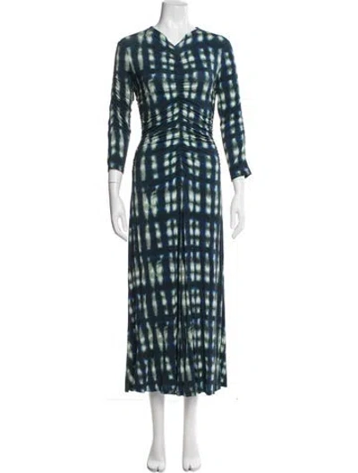 Pre-owned Proenza Schouler White Label Tie-dye Print Long Dress In Blue
