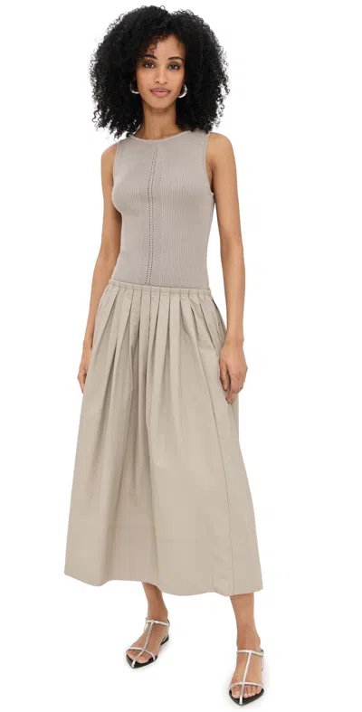 Proenza Schouler White Label Tori Knit Dress In Brushed Poplin Granite