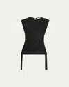 Proenza Schouler White Label Trina Woven Stripe Tie Top In Black