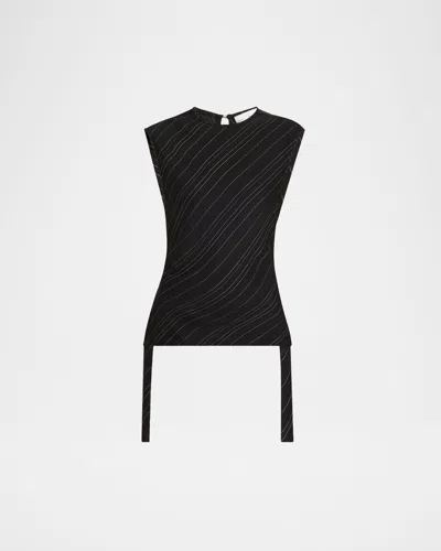 PROENZA SCHOULER WHITE LABEL TRINA WOVEN STRIPE TIE TOP