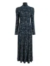 Proenza Schouler White Label Mabel Turtleneck Ruffled Maxi Dress In Blue