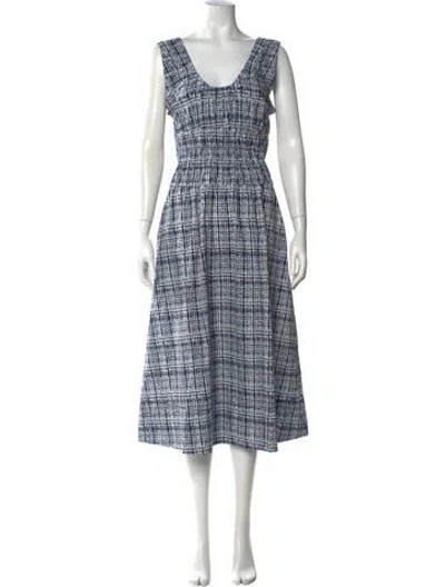 Pre-owned Proenza Schouler White Label Tweed Pattern Midi Length Dress In Blue