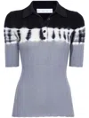Proenza Schouler White Label Louisa Ribbed Tie-dye Polo Top In Black