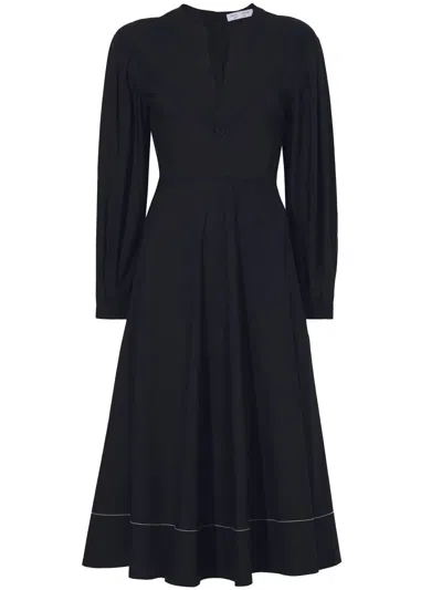Proenza Schouler White Label V-neck Cotton Poplin Dress In Black