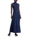 Proenza Schouler White Label Valentina Printed Stretch-jersey Turtleneck Maxi Dress In Blue