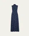 Proenza Schouler White Label Valentina Printed Jersey Turtleneck Maxi Dress In Blue