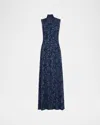 Proenza Schouler White Label Valentina Printed Jersey Turtleneck Maxi Dress In Blue