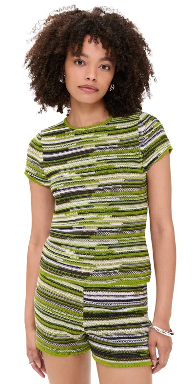 Proenza Schouler White Label Veya Knit Tee Apple Multi In Gold