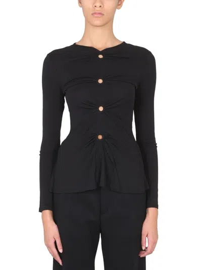 Proenza Schouler White Label V-neck Front Cut-out Top In Black