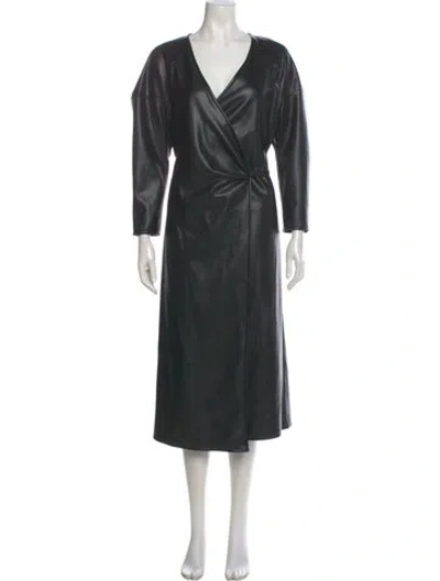 Pre-owned Proenza Schouler White Label V-neck Long Dress In Black