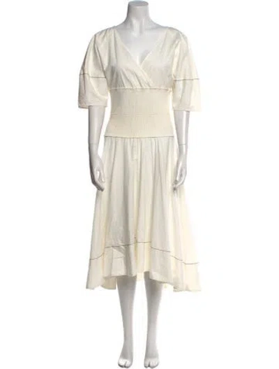 Pre-owned Proenza Schouler White Label V-neck Long Dress In White