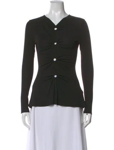 Pre-owned Proenza Schouler White Label V-neck Long Sleeve Top In Black