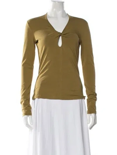 Pre-owned Proenza Schouler White Label V-neck Long Sleeve T-shirt W/ Tags In Green