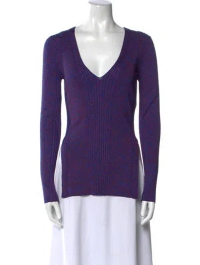 Pre-owned Proenza Schouler White Label V-neck Long Sleeve T-shirt W/ Tags In Purple