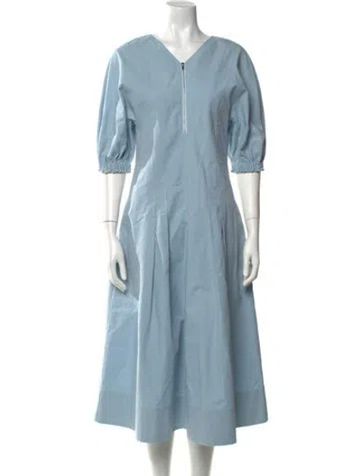 Pre-owned Proenza Schouler White Label V-neck Midi Length Dress In Blue