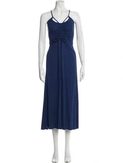 Pre-owned Proenza Schouler White Label V-neck Midi Length Dress In Blue