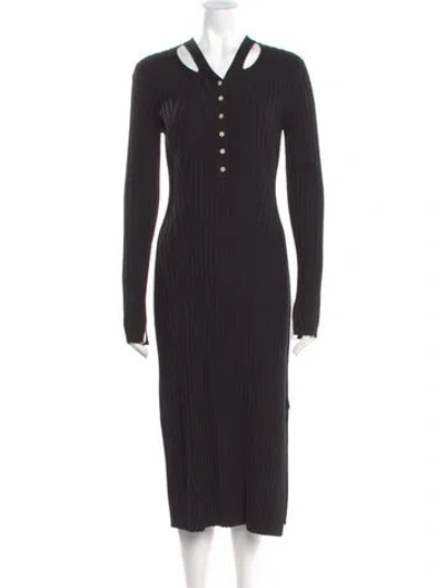 Pre-owned Proenza Schouler White Label V-neck Midi Length Dress In Gray