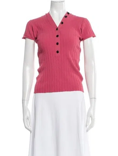 Pre-owned Proenza Schouler White Label V-neck Short Sleeve Polo In Pink