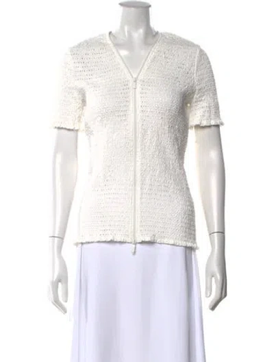 Pre-owned Proenza Schouler White Label V-neck Short Sleeve Top W/ Tags In White