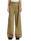 Shop Proenza Schouler White Label Women's Cotton Twill Wide-leg Cargo Pants In Khaki Green
