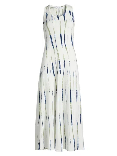Proenza Schouler White Label Women's Davi Tie-dye Striped Maxi Dress In White Navy Olive