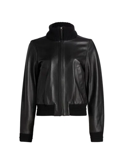 Proenza Schouler White Label Women's Elenora Rib-knit Wool-trimmed Leather Jacket In Black