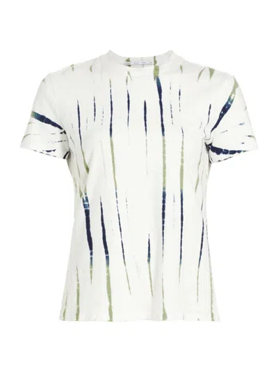 Proenza Schouler White Label Women's Finley Stripe Tie-dye T-shirt In White Navy Olive
