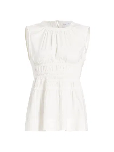 Proenza Schouler White Label Women's Kiki Ruched Cotton Poplin Top In Off White