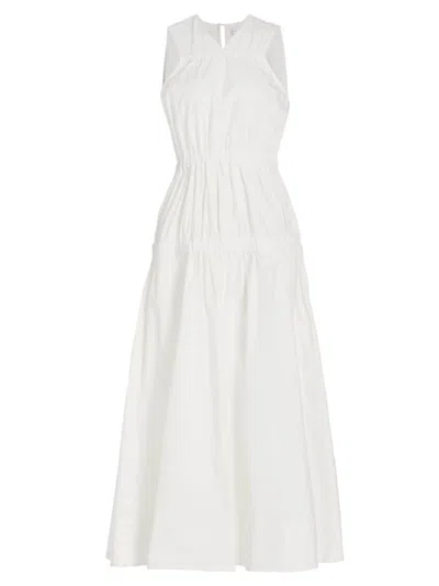 Proenza Schouler White Label Libby Tiered Gathered Cotton-poplin Maxi Dress In Off White