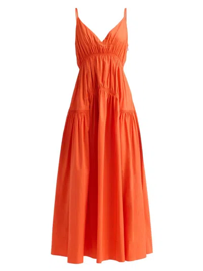 Proenza Schouler White Label Michelyn Gathered-poplin Maxi Dress In Orange